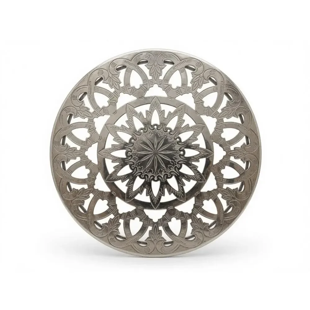 Antique Style Silverplate Filigree Trivet Decorative Table Protector
